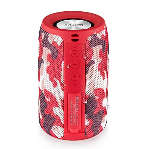 Red Bluetooth Speaker,MusiBaby Speaker,Outdoor Portable,Waterproof,Wireless Speakers,Dual Pairing,Bluetooth 5.0,Loud Stereo Booming Bass,1500 Mins Playtime for Home&Party 